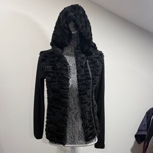A/X Armani Exchange Women's Black Faux-Fur Hooded Jacket